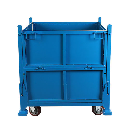 工厂可折叠金属周转箱 铁皮周转筐工业仓储可移动金属物料框定制 - 图0