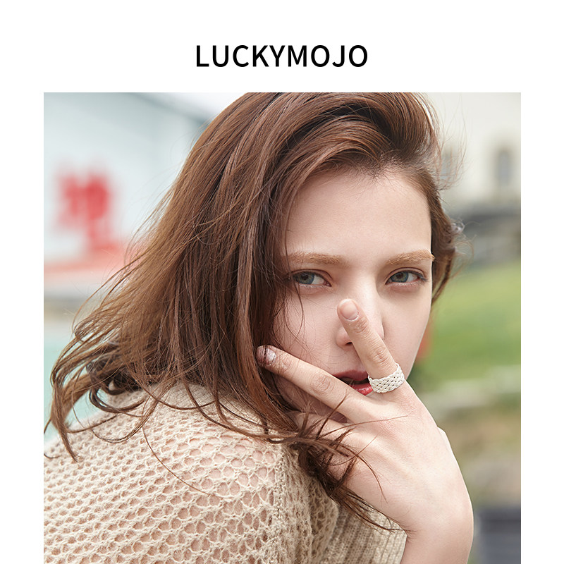 土耳其s999纯银编织女潮流男食指戒 luckymojo戒指/指环