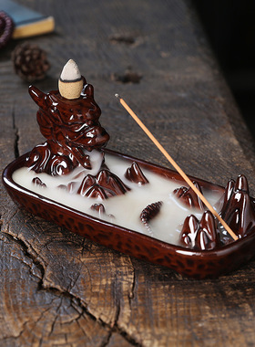 亚马逊热销款陶瓷倒流香炉小号龙高山流水回流香薰炉家居摆件饰品