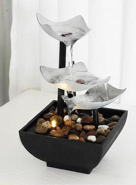 现代简约招财小型流水摆件循环水办公室桌面客厅景观装饰开业礼物