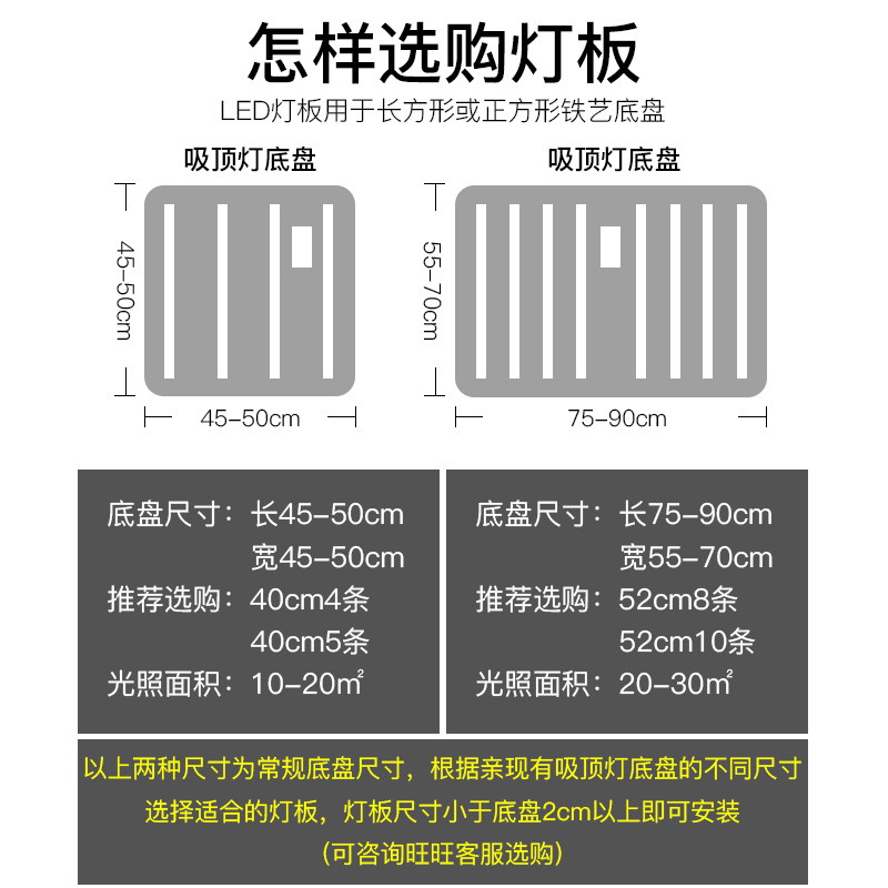 led灯条长条吸顶灯灯芯替换灯板灯带三色变光客厅灯贴片改造光源