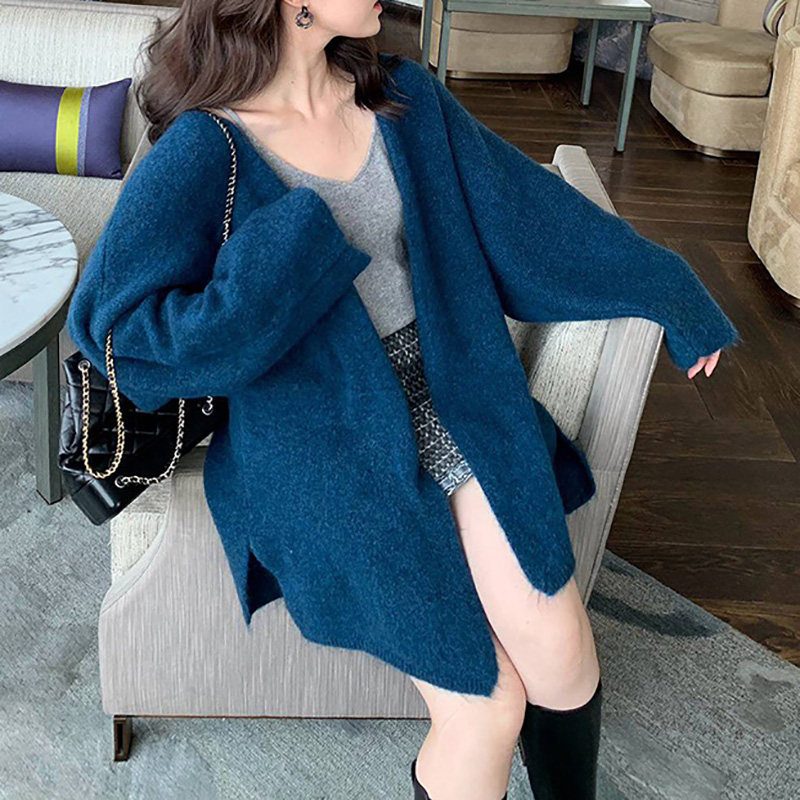 秋季新款气质温柔风中长款外套毛衣 古薇柔毛衣