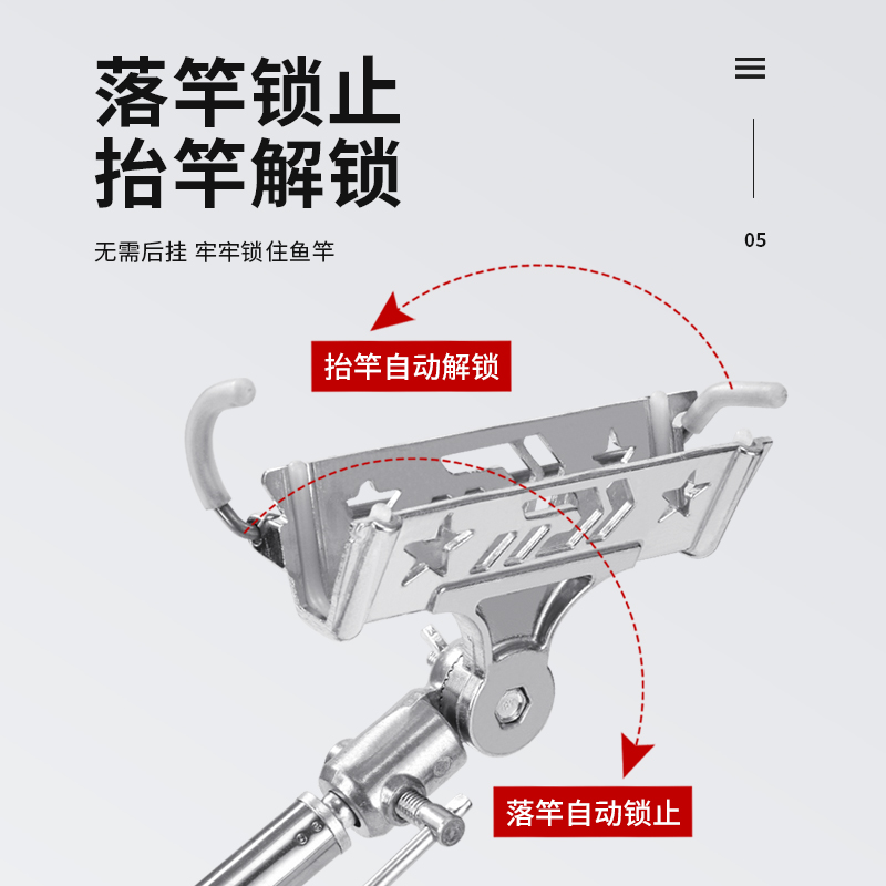 钓鱼鱼杆自锁地插鱼竿支架炮台鱼竿架海杆地插多功能手海两用竿架-图3