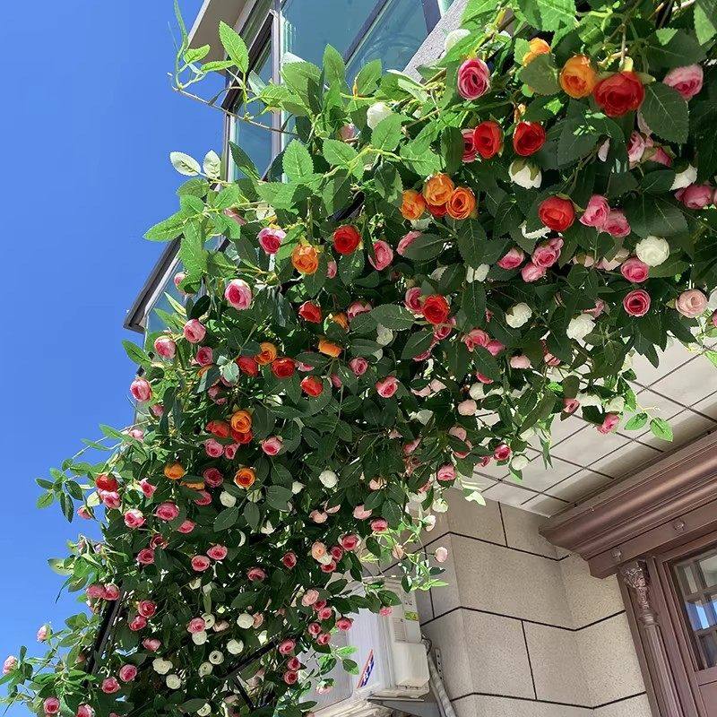 仿真玫瑰花网红花墙瀑布墙壁假花空调管道装饰花藤条遮挡门头藤蔓,淘宝优惠券,粉丝福利购,淘宝优惠卷
