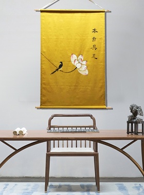 中式艺窗横竖画布佛绘国风遮中意软布玄关挂手装饰定制禅画版墙上