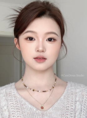 CuteDouu慵懒枫糖双层吊坠项链