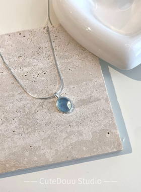 CuteDouu925银海蓝宝蛇骨项链