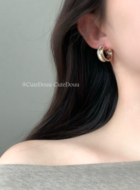 CuteDouu 法式漫调 复古高级感圈圈耳环简约轻奢法式通勤耳扣耳饰