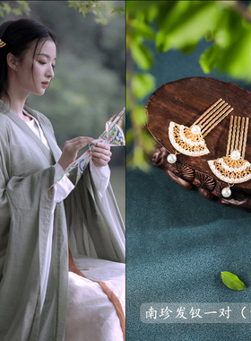 明制莲花发夹日常汉服