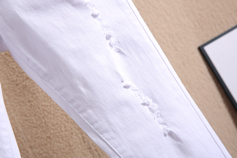 白色2020年夏季纯棉牛仔紧身九分裤 紫萝莲打底裤