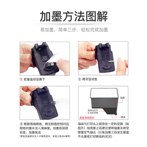 适用惠普hp 62号墨盒OfficeJet200 258 252大容量 5540 5542 5640 7640 250 5740打印机墨盒 62xl加墨便携式 - 图2