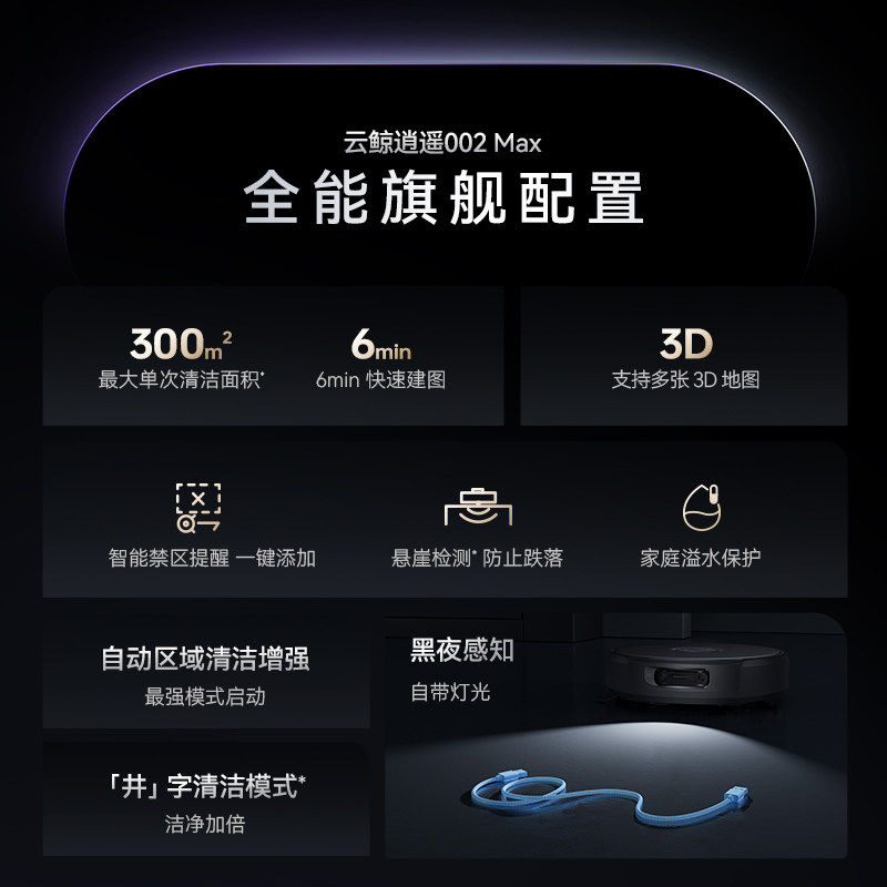 【政府补贴15%】云鲸新品逍遥002Max AI活水履带自清洁扫地机器人