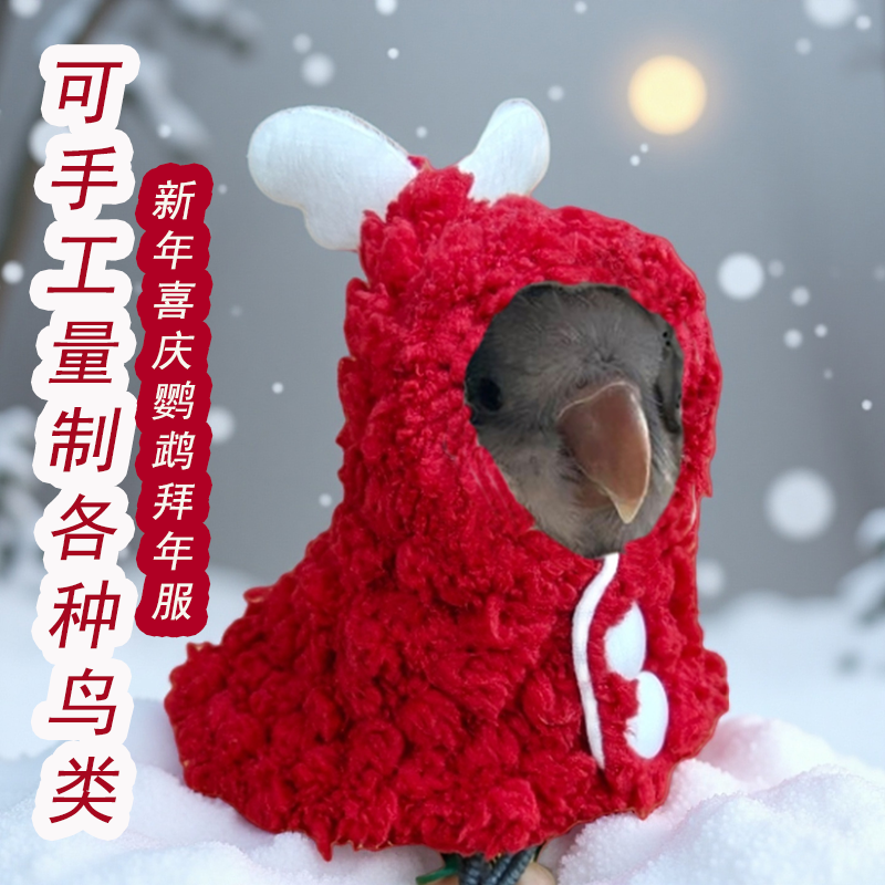 红天使鹦鹉斗篷披风小鸟衣服冬季防冻保暖手工宠物鸟用喜庆拜年服,淘宝优惠券,粉丝福利购,淘宝优惠卷