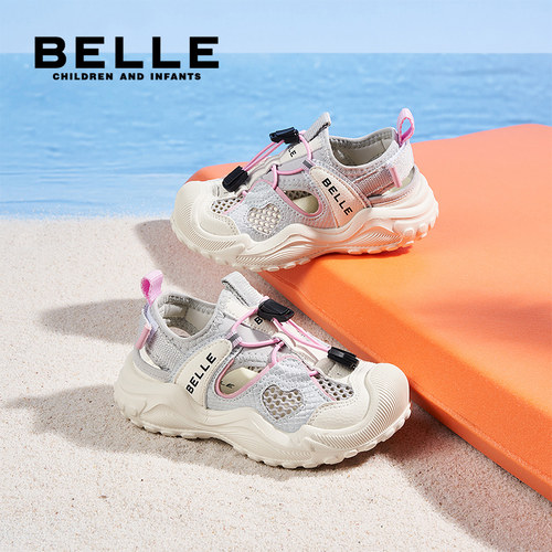 百丽童鞋男女童运动凉鞋夏季透气沙滩鞋魔术贴时尚百搭户外宝宝鞋 - 图0