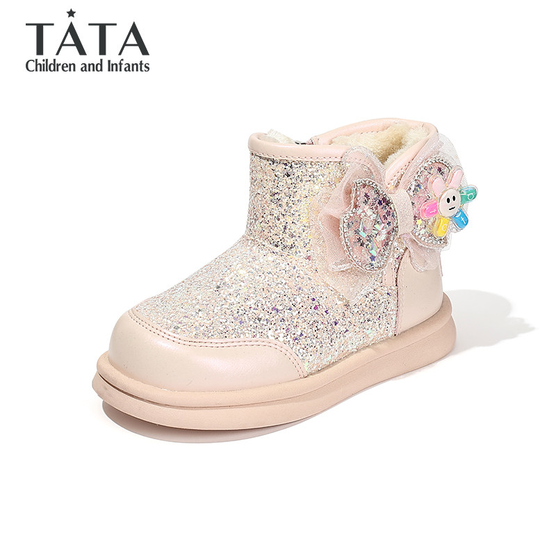 TATA他她童鞋冬季加绒保暖雪地靴时尚百搭公主靴女童软底防滑棉靴,淘宝优惠券,粉丝福利购,淘宝优惠卷