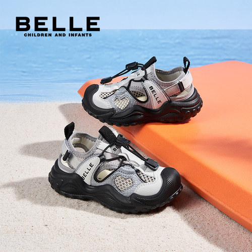 百丽童鞋男女童运动凉鞋夏季透气沙滩鞋魔术贴时尚百搭户外宝宝鞋 - 图1