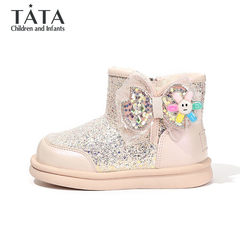 TATA他她童鞋冬季加绒保暖雪地靴时尚百搭公主靴女童软底防滑棉靴,淘宝优惠券,粉丝福利购,淘宝优惠卷