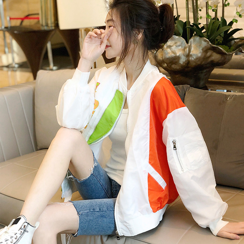 白色短外套春秋小个子运动棒球服 赛美意女装短外套