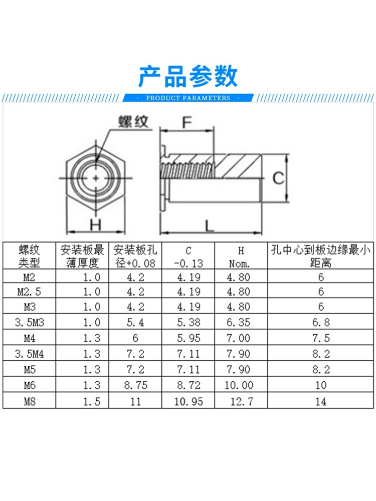 铝制盲孔压铆螺母柱铆钉铝板铆钉BSOA-M2M3M4M5M6-3~30可非标定制 - 图2