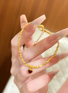 黄金碎金子蹦迪手链999足金