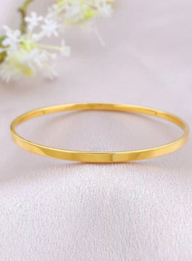 5D硬金黄金光圈手镯女999足金新款素圈镜面纯金手环金镯子送女友