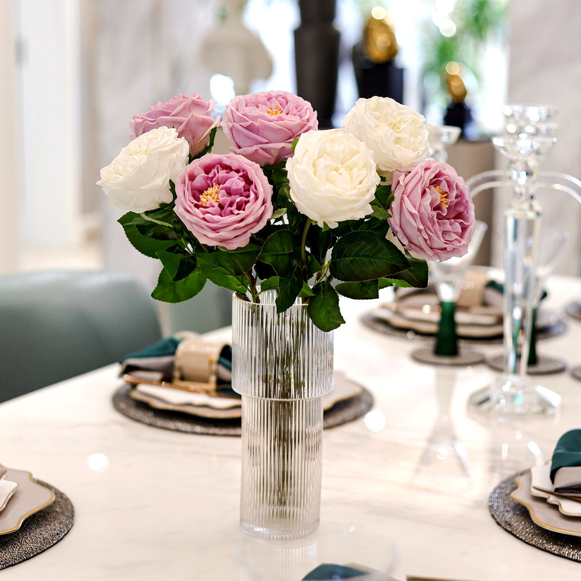 高档玫瑰花仿真花手感保湿奥斯汀花束客厅干花束装饰轻奢家居摆设,淘宝优惠券,粉丝福利购,淘宝优惠卷