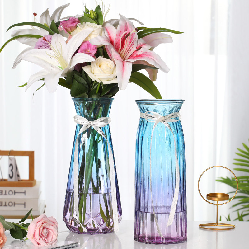 【二件套】特大号透明玻璃花瓶水培富贵竹百合鲜花插花瓶客厅摆件,淘宝优惠券,粉丝福利购,淘宝优惠卷
