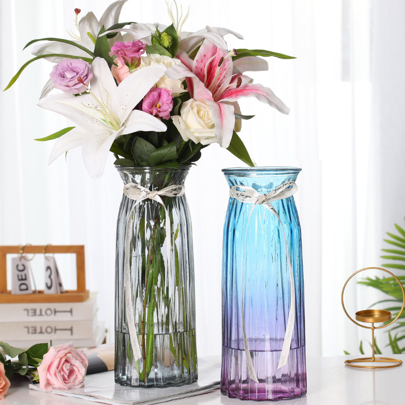【二件套】特大号透明玻璃花瓶水培富贵竹百合鲜花插花瓶客厅摆件,淘宝优惠券,粉丝福利购,淘宝优惠卷
