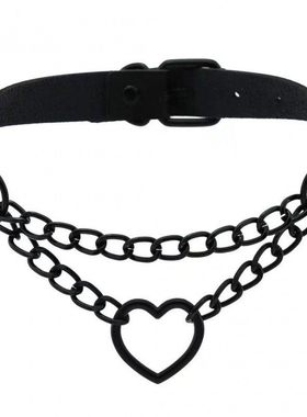 亚比风文化摇滚朋克项链铆钉PU项圈choker颈链y2k锁骨链哥特饰品