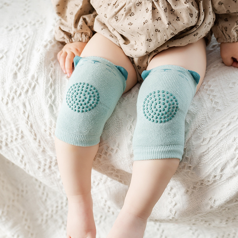 儿童护膝护肘春夏婴儿毛圈袜套点胶防滑防摔爬行护具宝宝护膝 - 图0