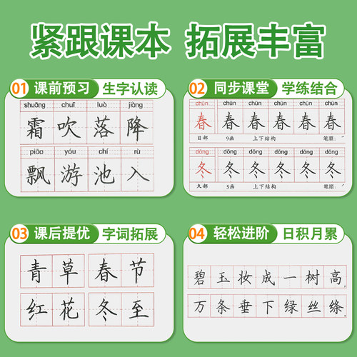 2026新版字帖楷书钢笔临摹练字帖每日一练小学生专用语文一二三四五六七年级人教版上册下课本同步硬笔正楷儿童练习写字练字本描红 - 图2