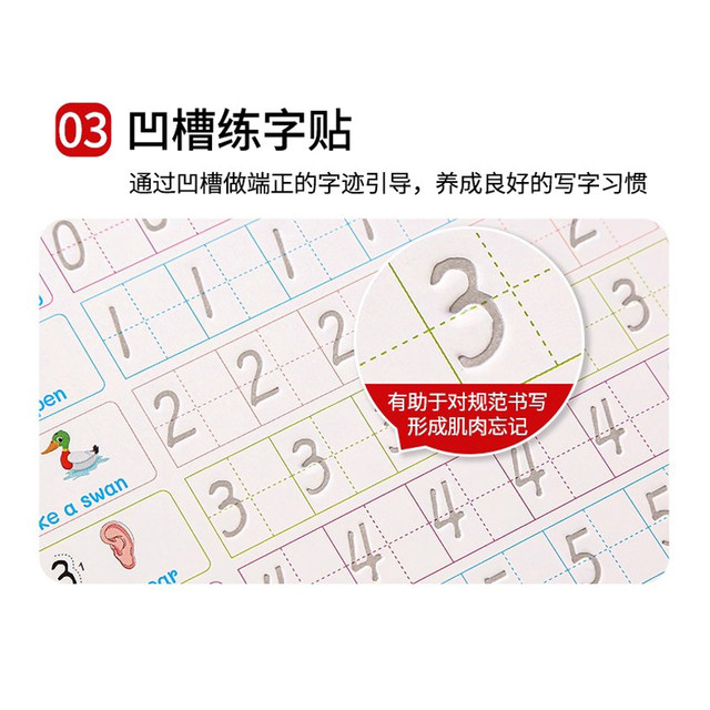 Kindergarten number groove practice calligraphy book for repeated use