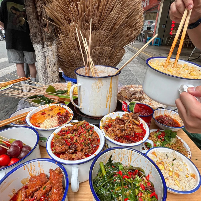 搪瓷餐具盅盅当锅火锅串串香小碗菜复古饭碗餐碟杯子可定制logo - 图2