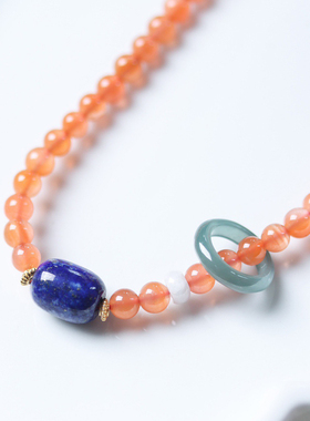 见欢喜南红玛瑙干青玉蜜蜡手链