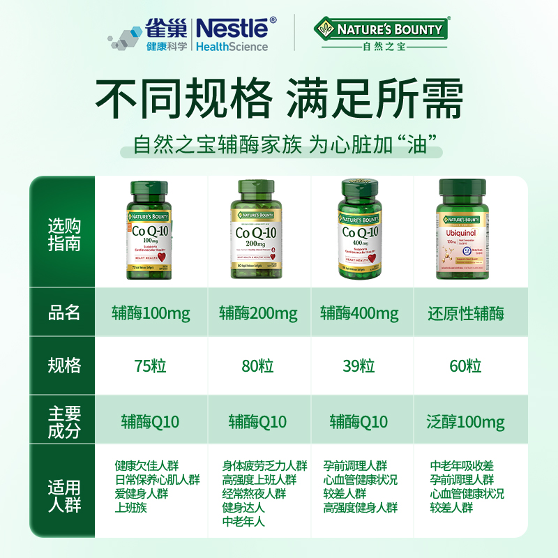 自然之宝美国辅酶q10软胶囊护心脑q10含卵磷脂100mg进心脑保健口