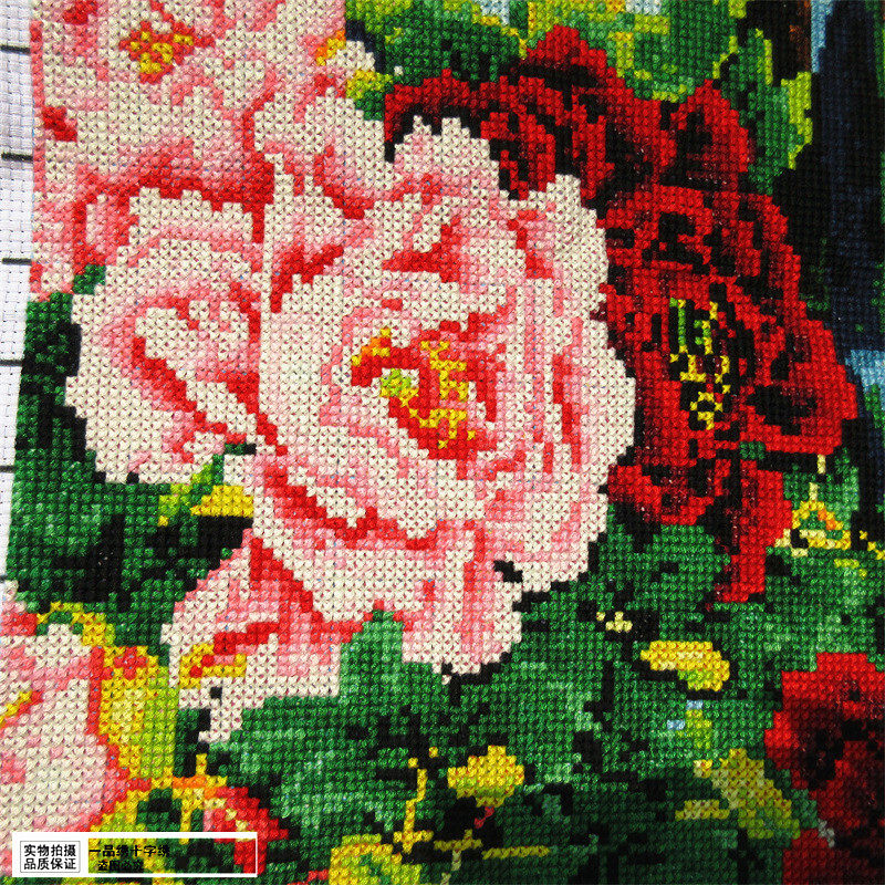 新款纯手工绣好的十字绣成品客厅大幅家和万事兴财运版迎客松山水,淘宝优惠券,粉丝福利购,淘宝优惠卷