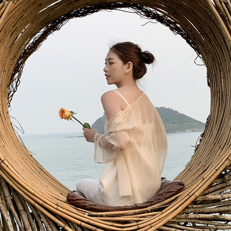 selumer旗舰店配吊带裙子的防晒衣开衫女夏季薄款超仙女小外套海边度假外搭披肩2
