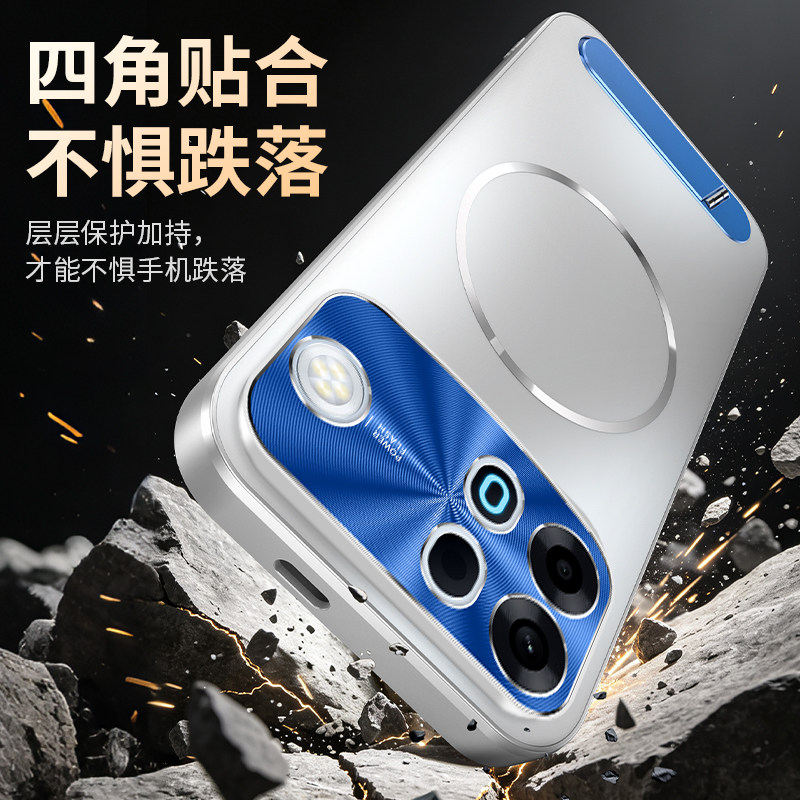 Vitality contrasting color suitable for oppoa7promax mobile phone case new electroplated magnetic A7Promax lens all-inclusive anti-fall A7PROMAX men and women with stand frosted 5g high-end simple couple