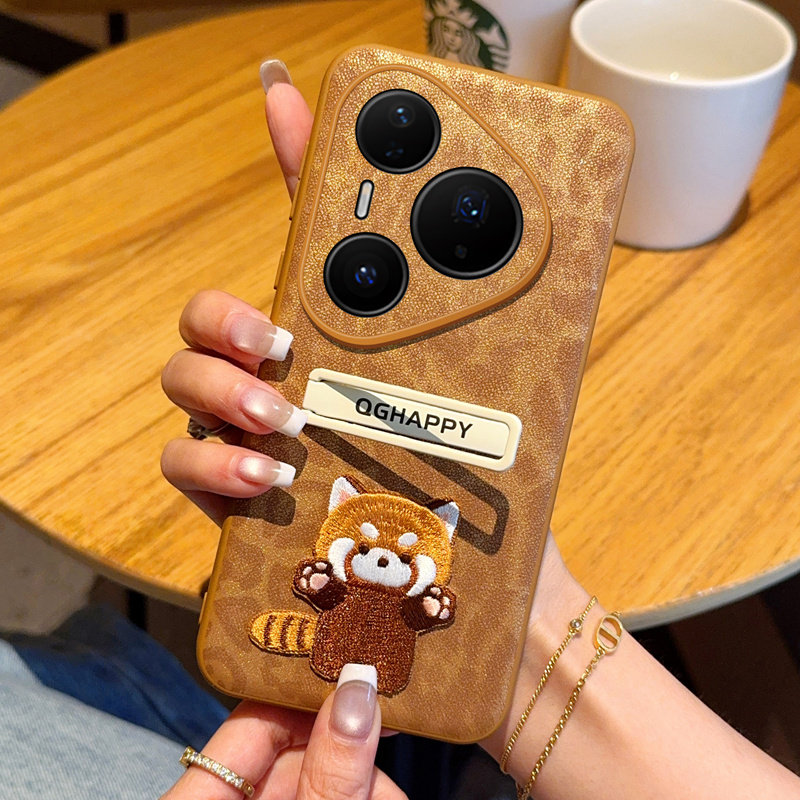 适用华为pura80手机壳新款卡通刺绣猫Pura70pro+潮流豹纹皮美拉德棕p80ultra素皮外壳5g带支架防摔保护套女,淘宝优惠券,粉丝福利购,淘宝优惠卷