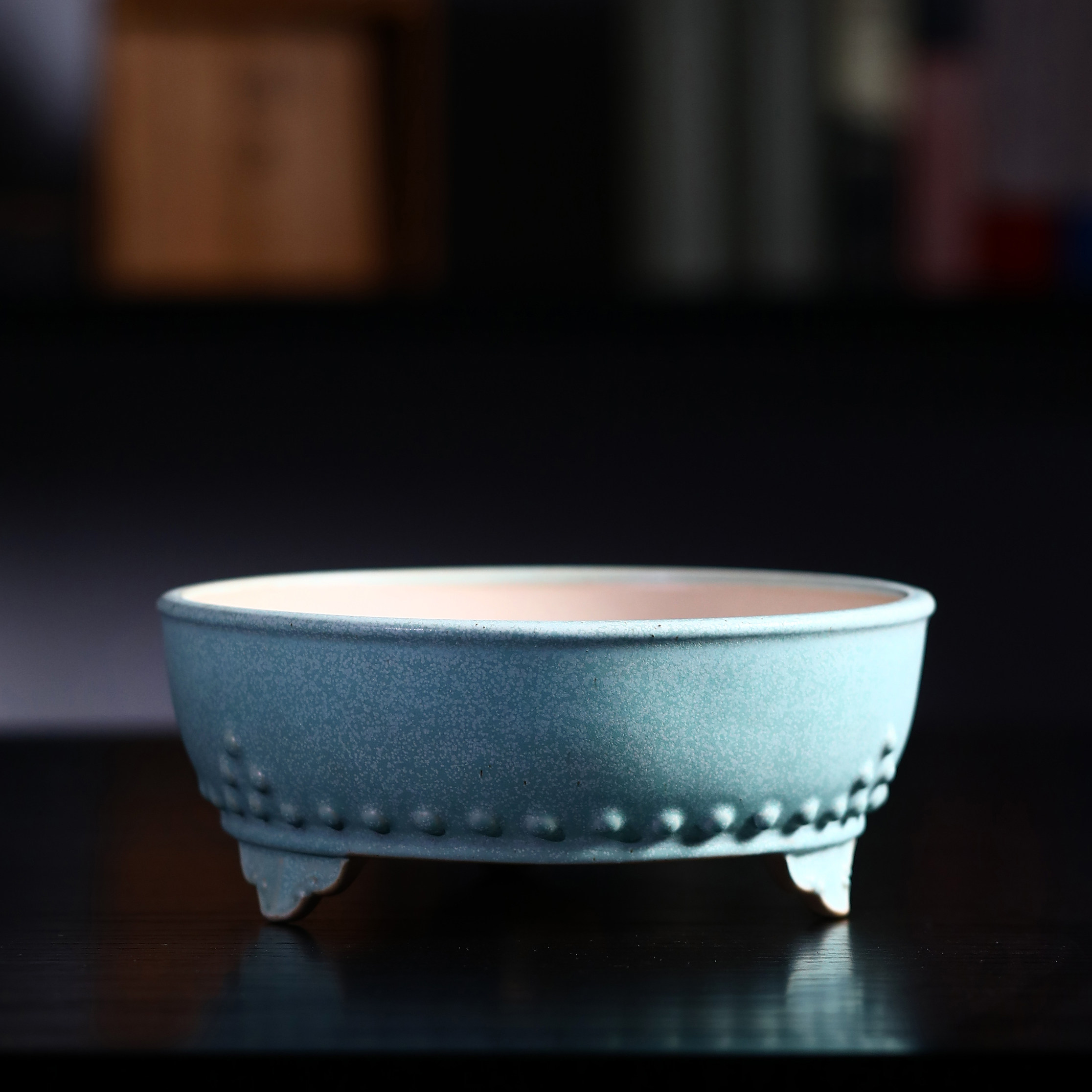 紫砂花盆陶瓷盆景盆圆形鼓丁盆鼓点盆鼓盆觅陶乡手工盆白交趾爆料价48优