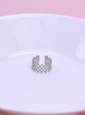 轻奢小众金属镂空可调节开口戒指