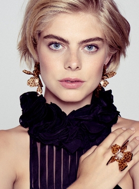 欧美风软陶镶钻圆球百合花戒指