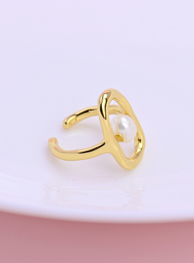 女简约日常百搭通勤镂空设计戒指