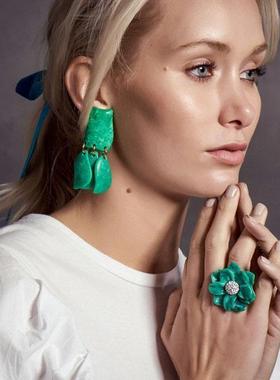 欧美风个性款满钻街拍花朵戒指