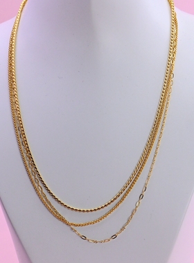 潮品新款现货金属镀金色时尚个性高级感三层项链简约百搭os锁骨链