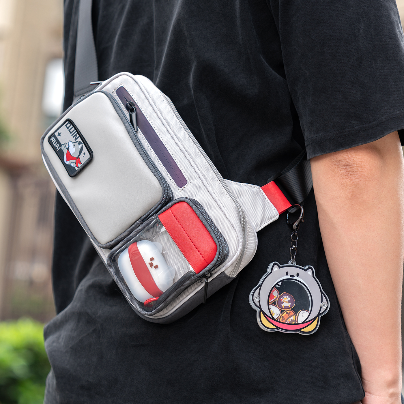 摸鱼禁止&极想 个性撞色复古多功能大容量胸包镭射斜挎包ins斜跨,淘宝优惠券,粉丝福利购,淘宝优惠卷