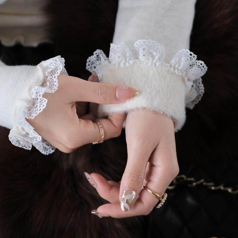 半高领蕾丝打底衫女内搭加绒2025秋冬新款加厚毛衣高级感好看上衣,淘宝优惠券,粉丝福利购,淘宝优惠卷