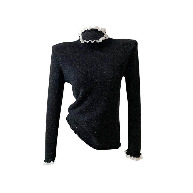 半高领蕾丝打底衫女内搭加绒2025秋冬新款加厚毛衣高级感好看上衣,淘宝优惠券,粉丝福利购,淘宝优惠卷