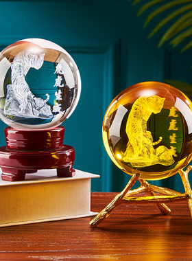 艺弘途水晶摆件老虎书房办公室