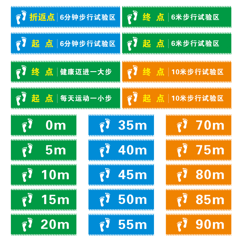 6分钟步行测试实验起点折返点地贴医院康复30米六分钟功能锻炼评估提示指示地面标识耐磨防水自粘防滑定制 - 图3